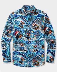 DACHSHUND DOG  CHRISTMAS ADVENTURE LONG SLEEVE BUTTON-DOWN SHIRT  - TLNO1710264
