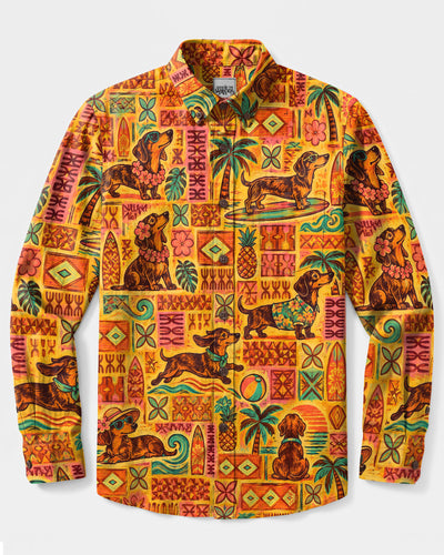 DACHSHUND DOG LAGOON LONG SLEEVE BUTTON-DOWN SHIRT - TLNO2209262