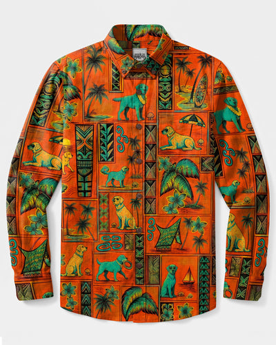 LABRADOR ISLAND ESCAPE PATCHWORK LONG SLEEVE BUTTON-DOWN SHIRT  - TLNO2909265