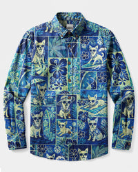 CHIHUAHUA LAGOON PATCHWORK LONG SLEEVE BUTTON-DOWN SHIRT - TLNT2708263