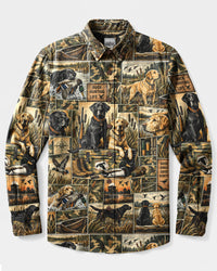LABRADOR DOG DUCK HUNTING COLLAGE LONG SLEEVE BUTTON-DOWN SHIRT - TLNT1909269