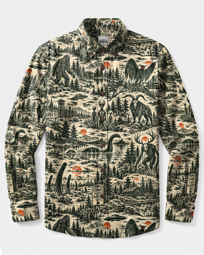 CRYPTID WILDERNESS TOILE PATTERN LONG SLEEVE BUTTON-DOWN COLLAR SHIRT - TLTW2209266