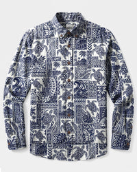 TRIBAL TURTLE TOILE LONG SLEEVE BUTTON-DOWN SHIRT - TLNT2508263