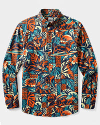 DACHSHUND DOG RETRO TROPICAL LONG SLEEVE BUTTON-DOWN SHIRT - TLNT1809267