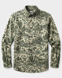 VINTAGE HUNTING NATURE TOILE PATTERN LONG SLEEVE BUTTON-DOWN SHIRT - TLNT2209263