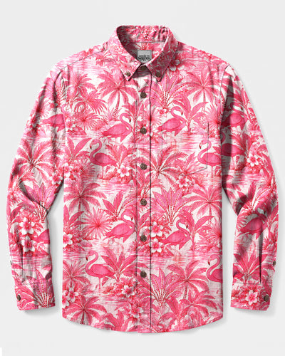 FLAMINGO PARADISE LONG SLEEVE BUTTON-DOWN SHIRT  - TLNT0110263