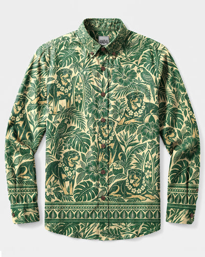 ROTTWEILER TROPICAL BOTANICAL TOILE LONG SLEEVE BUTTON-DOWN SHIRT  - TLNT1709268