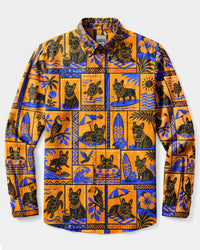 FRENCH BULLDOG BEACH DAY PATCHWORK LONG SLEEVE BUTTON-DOWN SHIRT  - TLHG2608266