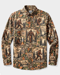 BIGFOOT WILDERNESS CAMO PATCHWORK LONG SLEEVE BUTTON-DOWN SHIRT - YHHG0110262