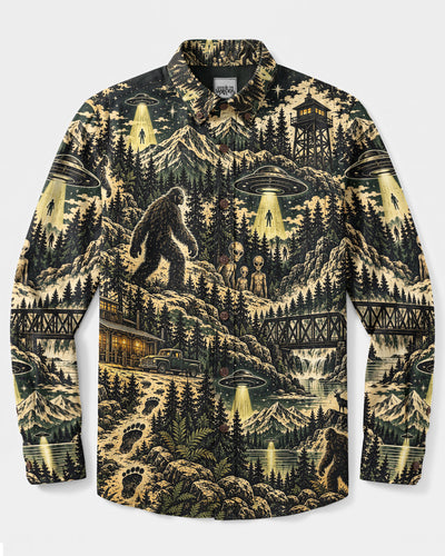 BIGFOOT ALIEN WILDERNESS LONG SLEEVE BUTTON-DOWN SHIRT - YHLN0610264