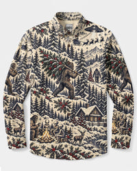 BIGFOOT’S PSYCHEDELIC CHRISTMAS WONDERLAND LONG SLEEVE BUTTON-DOWN SHIRT - YHLN2110265
