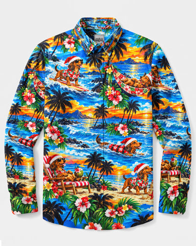 DACHSHUND CHRISTMAS PARADISE LONG SLEEVE BUTTON-DOWN SHIRT - YHLN2909264