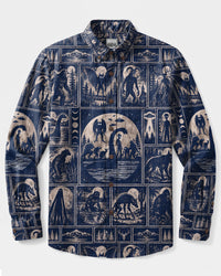 MOONLIT CRYPTID WILDERNESS MOSAIC LONG SLEEVE BUTTON-DOWN SHIRT - TLTW2109269