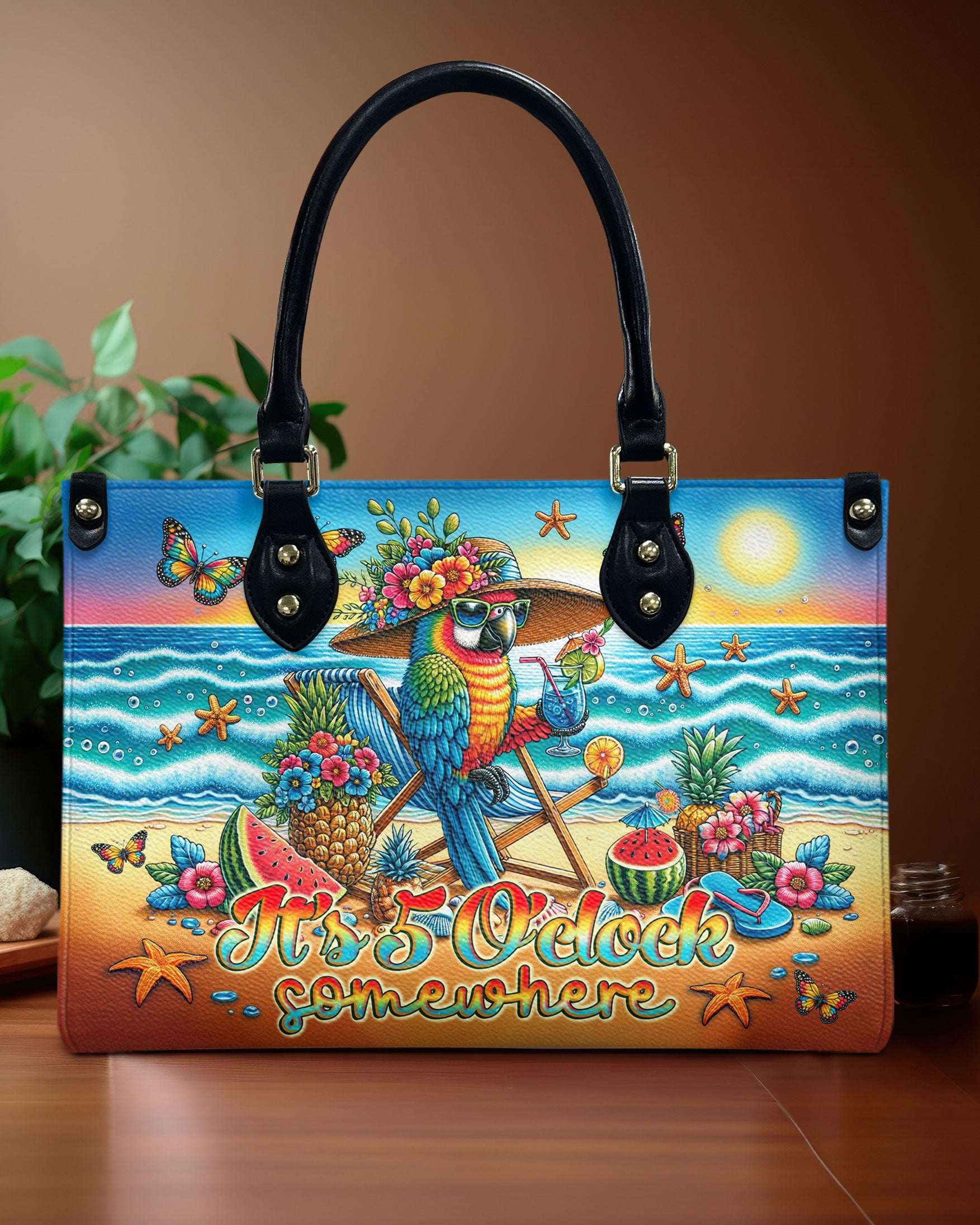 IT'S 5 O'CLOCK SOMEWHERE PARROT LEATHER HANDBAG - TLNO0506243