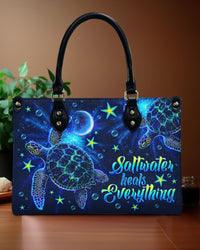 SALTWATER HEALS EVERYTHING TURTLE  LEATHER HANDBAG - TLNO2812243