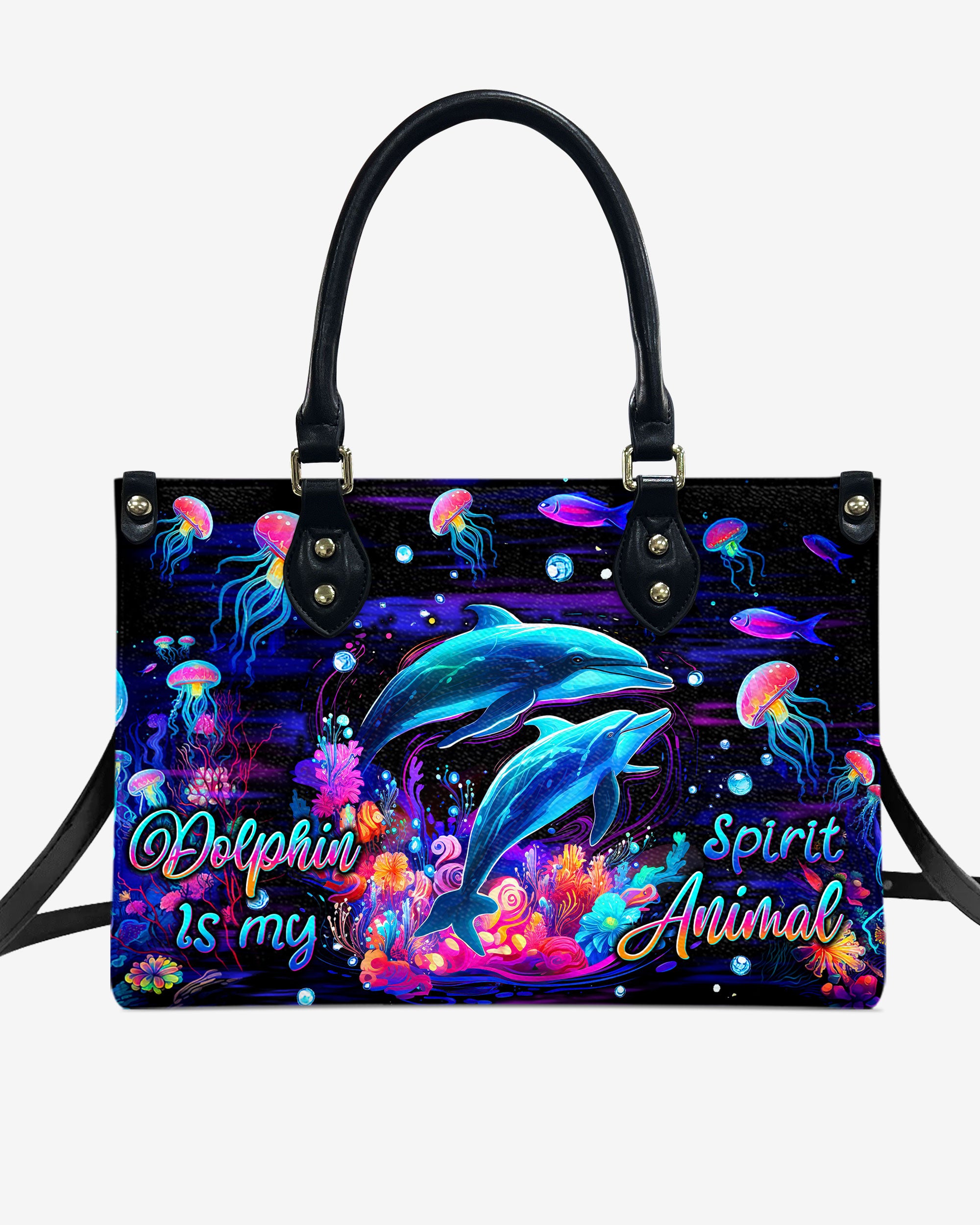 DOLPHIN IS MY SPIRIT ANIMAL LEATHER HANDBAG - TLTW1306245