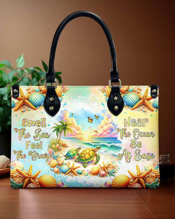 SMELL THE SEA FEEL THE BREEZE TURTLE LEATHER HANDBAG - TLNZ2805245