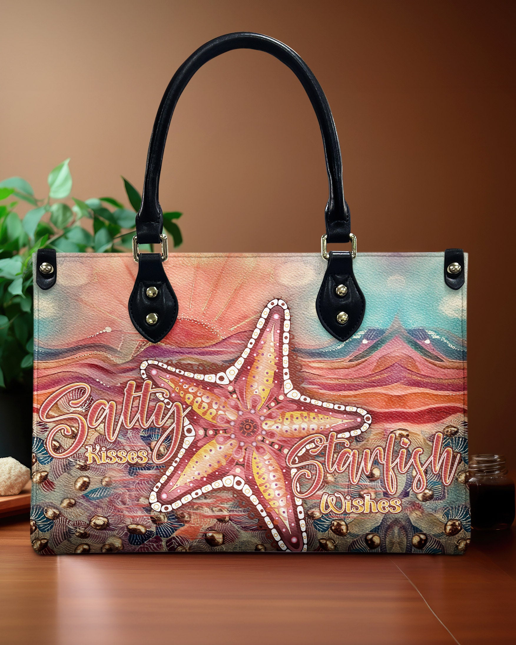 SALTY KISSES AND STARFISH WISHES LEATHER HANDBAG - TLNZ2803243