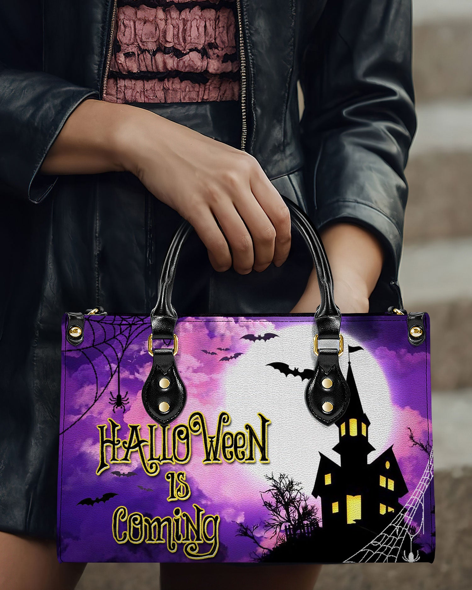 HALLOWEEN IS COMING LEATHER HANDBAG - YHDU1109244