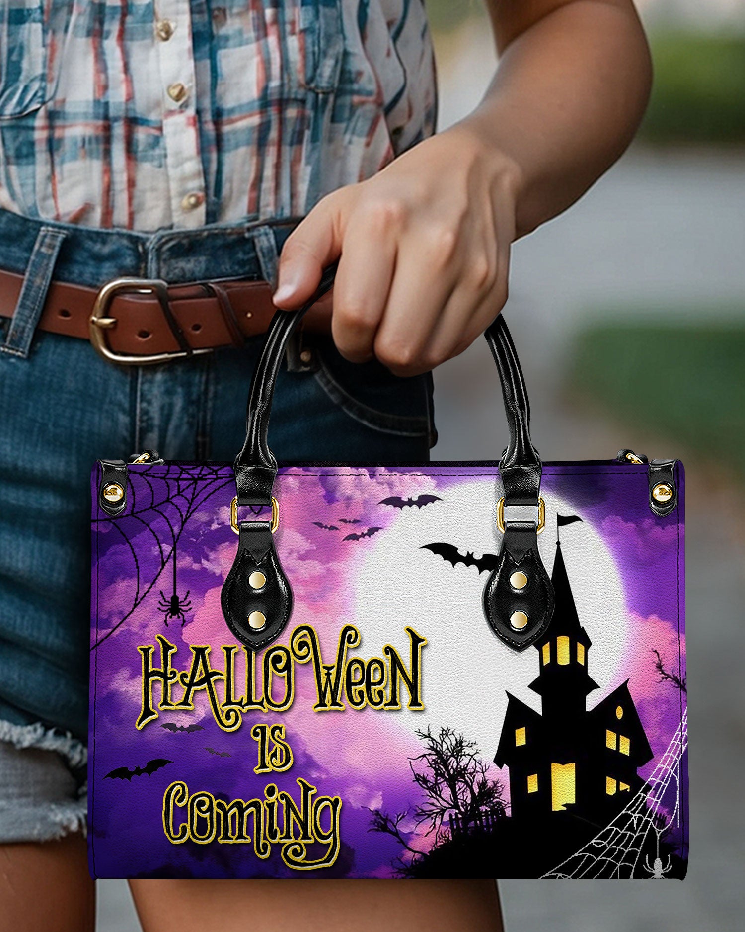 HALLOWEEN IS COMING LEATHER HANDBAG - YHDU1109244