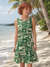 CORGI DOG COASTAL PARADISE PATCHWORK FLOUNCE DRESS - TLNT3107262