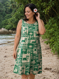CORGI DOG COASTAL PARADISE PATCHWORK FLOUNCE DRESS - TLNT3107262