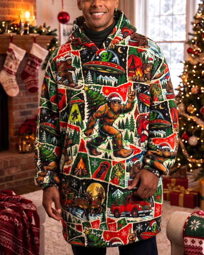 BIGFOOT COSMIC CHRISTMAS ADVENTURE FLEECE BLANKET HOODIE  - TLNT2710262