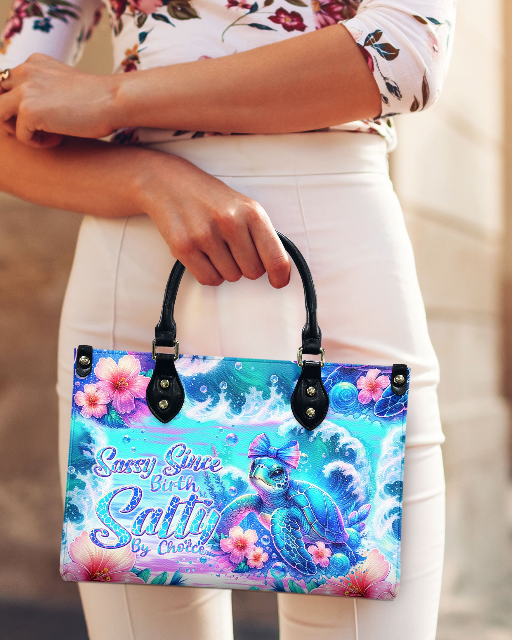 SASSY SINCE BIRTH SALTY BY CHOICE TURTLE LEATHER HANDBAG - TLNT1408244