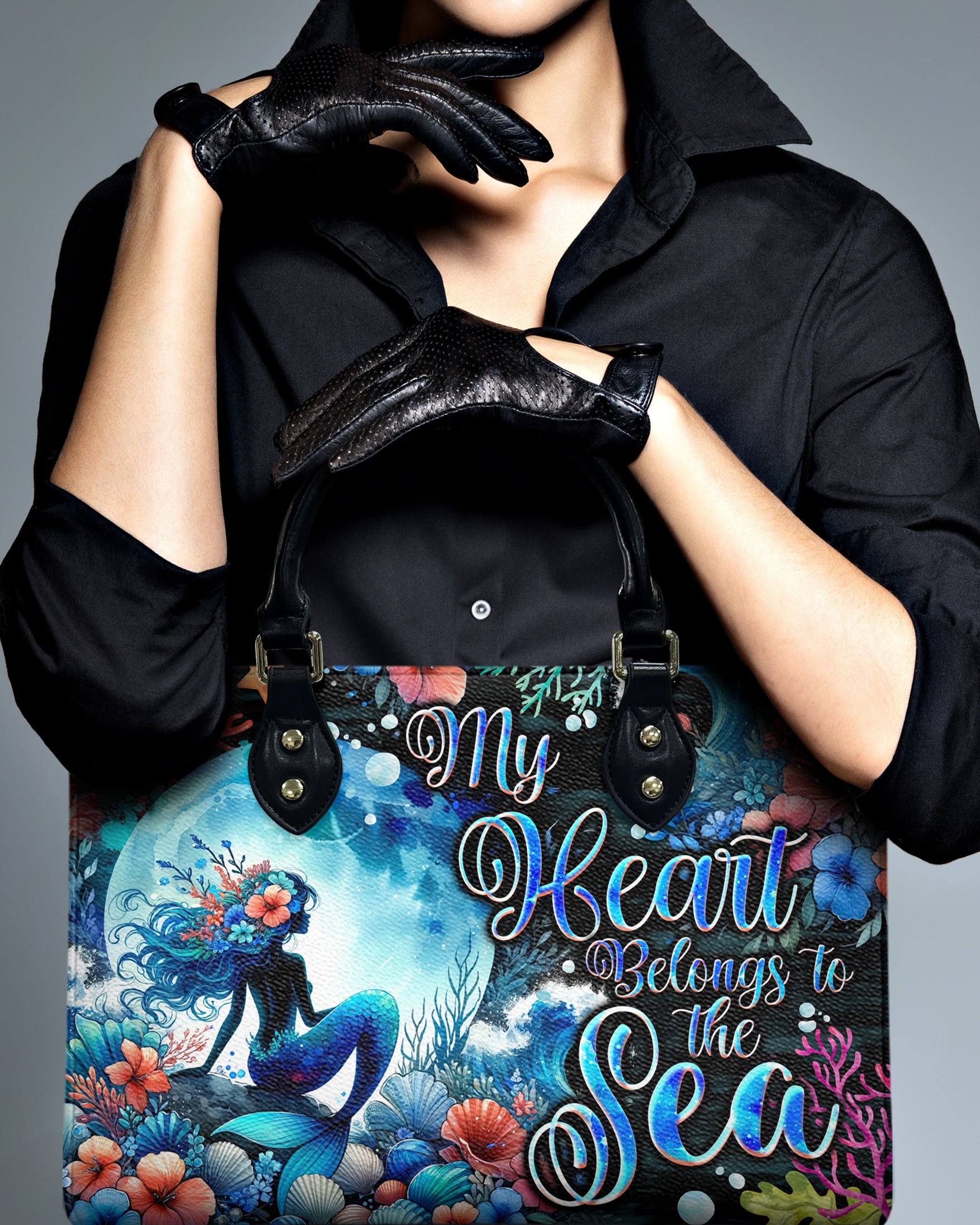 MY HEART BELONGS TO THE SEA MERMAID LEATHER HANDBAG - TYQY2805245