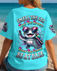 SMELL THE SEA FEEL THE BREEZE TURTLE ALL OVER PRINT - TYQY1507254
