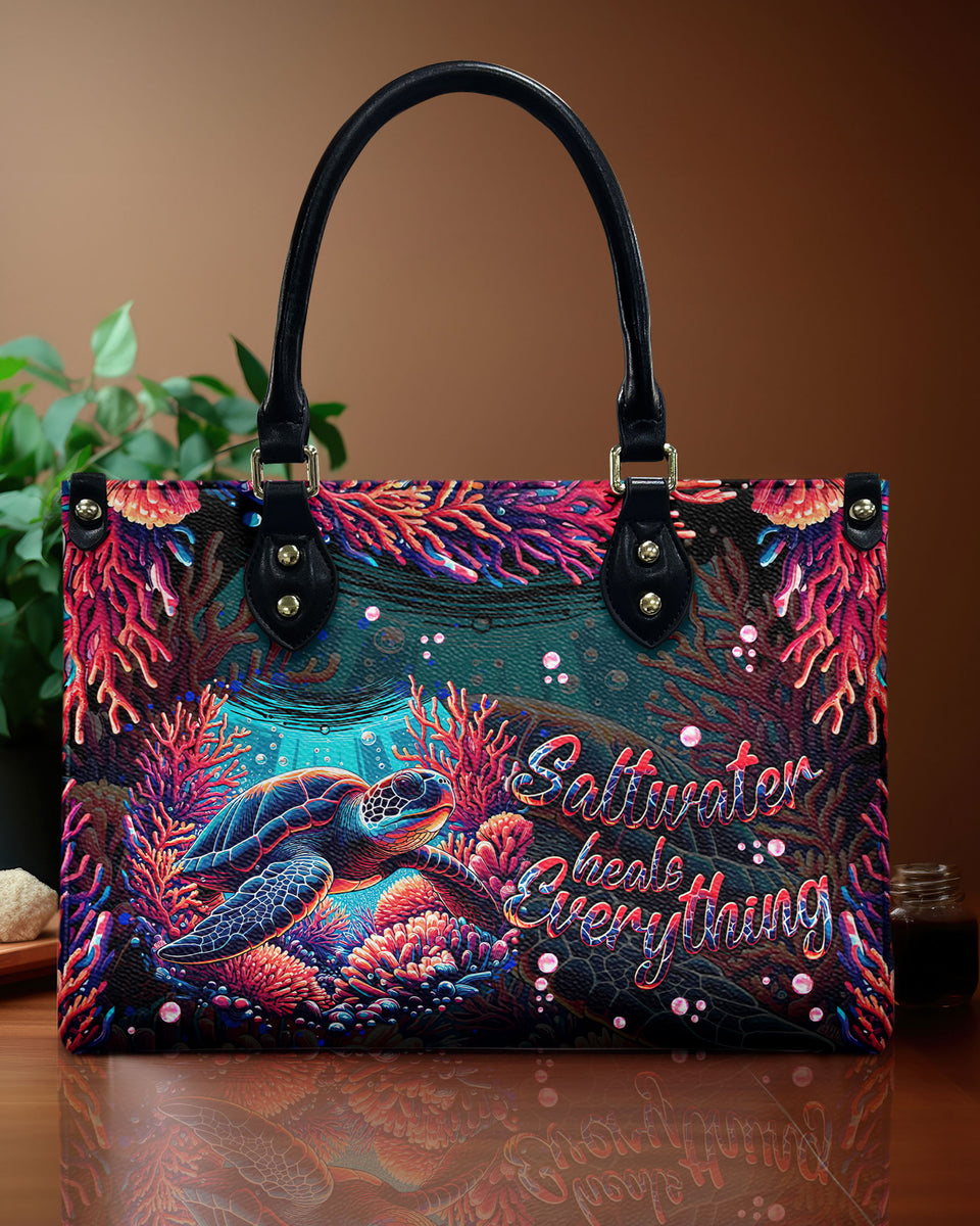 SALTWATER HEALS EVERYTHING TURTLE LEATHER HANDBAG TLNT2310244 Good