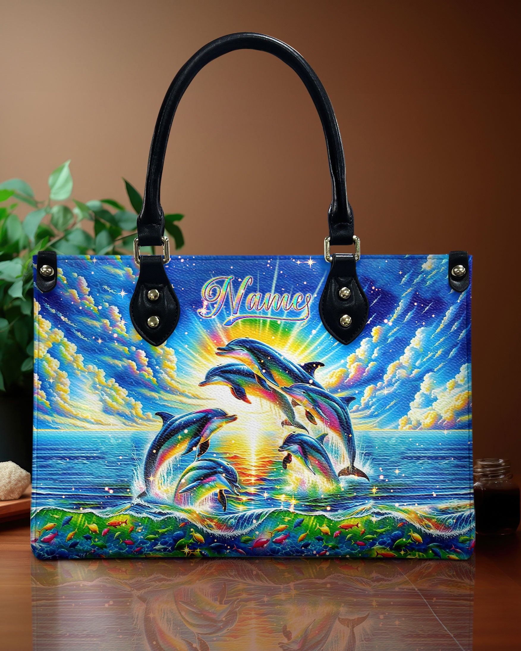 COLORFUL DOLPHIN LEATHER HANDBAG - TLNT0708243