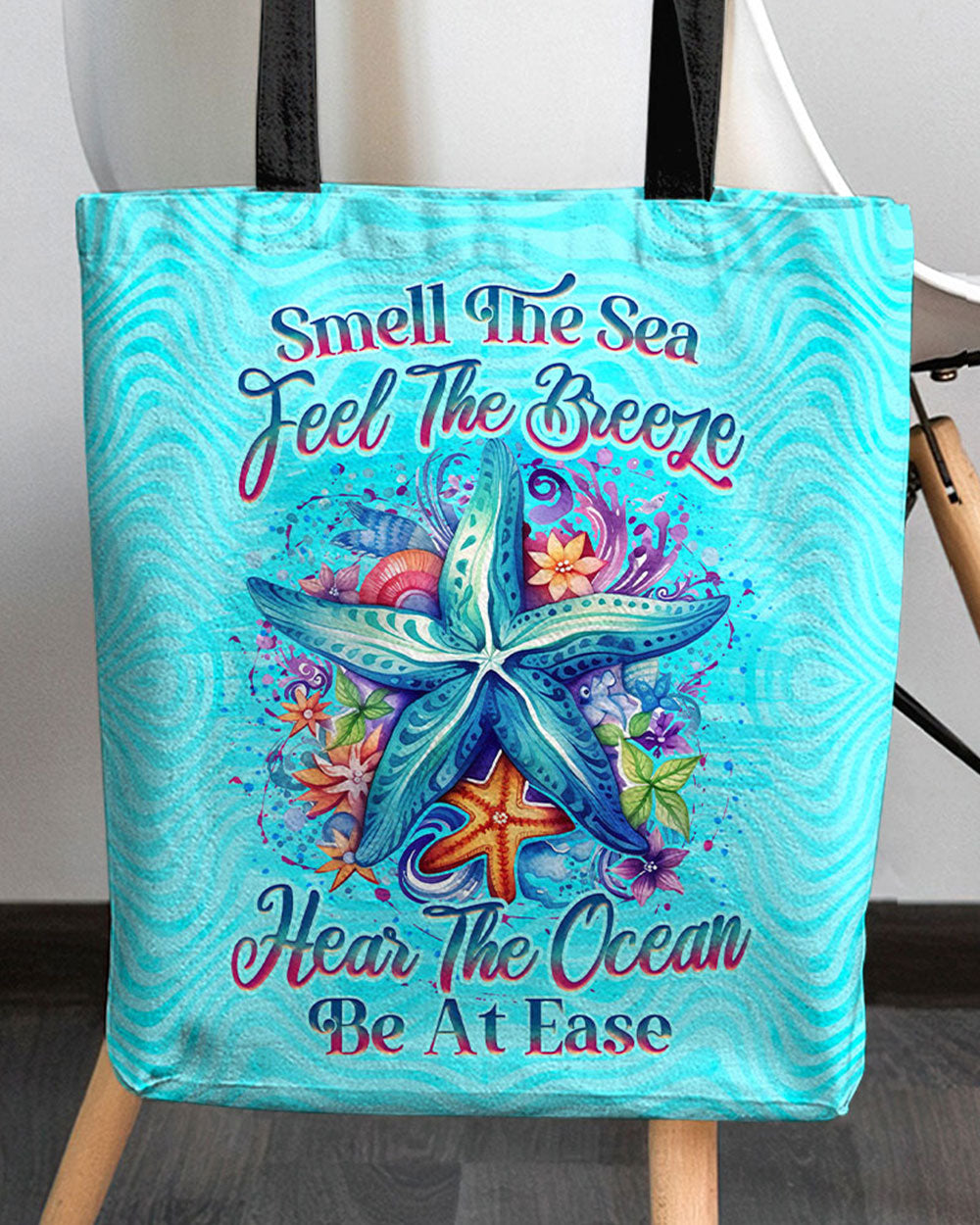 SMELL THE SEA FEEL THE BREEZE STARFISH TOTE BAG - YHLN1007233