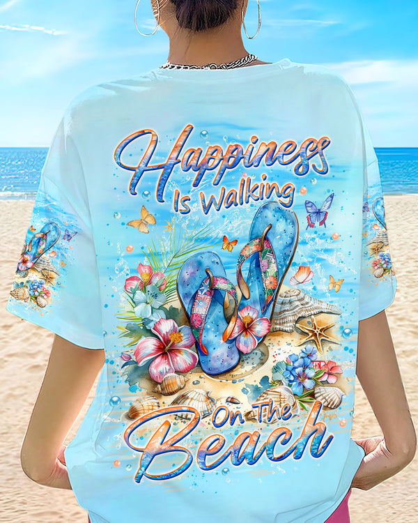 HAPPINESS IS WALKING ON THE BEACH ALL OVER PRINT - YHKD3105245