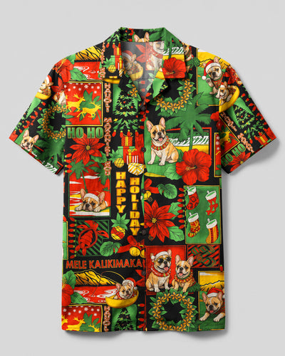 TROPICAL FRENCHIE CHRISTMAS PATCHWORK DOG CAMP SHIRT - TYQY1808265