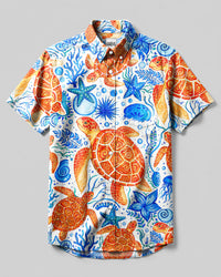 WHIMSICAL SEA TURTLE UNDERWATER BUTTON-DOWN COLLAR SHIRT   - TLNT1806261