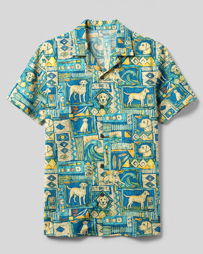 SURFING LABRADOR DOG PATCHWORK CAMP SHIRT - TYQY2508262
