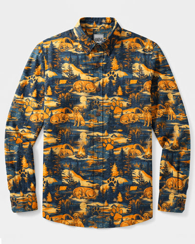 CAMPING LABRADOR PATTERN DOG LONG SLEEVE BUTTON-DOWN SHIRT - TYQY2408266