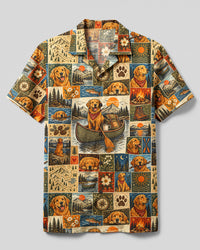 ADVENTURE GOLDEN RETRIEVER DOG PATCHWORK CAMP SHIRT - TYQY2909264