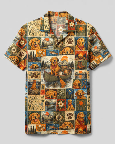 ADVENTURE GOLDEN RETRIEVER DOG PATCHWORK CAMP SHIRT - TYQY2909264