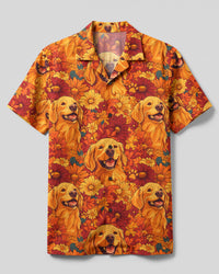 GOLDEN RETRIEVER FLORAL PARADISE DOG CAMP SHIRT - TYQY24082268