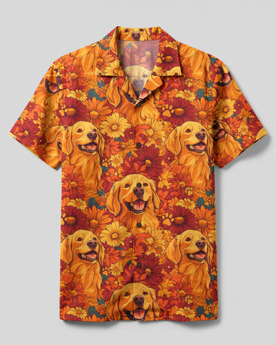 GOLDEN RETRIEVER FLORAL PARADISE DOG CAMP SHIRT - TYQY24082268