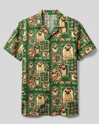 A HOLLY JOLLY PUG-MAS DOG CHRISTMAS CAMP SHIRT - TYQY24082611