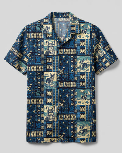 ISLAND FRENCHIE DOG PATCHWORK CAMP SHIRT - TYQY1809264