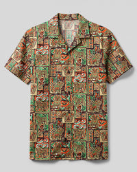 TRIBAL BULLDOG PAW PATCHWORK CAMP SHIRT - TYQY17092610