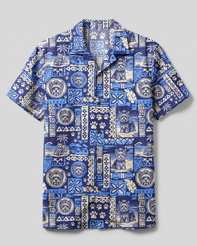 ISLAND YORKIE DOG PATCHWORK CAMP SHIRT - TYQY1709263