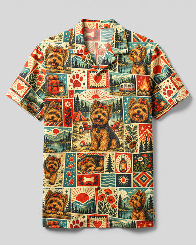 WILDERNESS YORKSHIRE TERRIER DOG PATCHWORK CAMP SHIRT - TYQY1909263