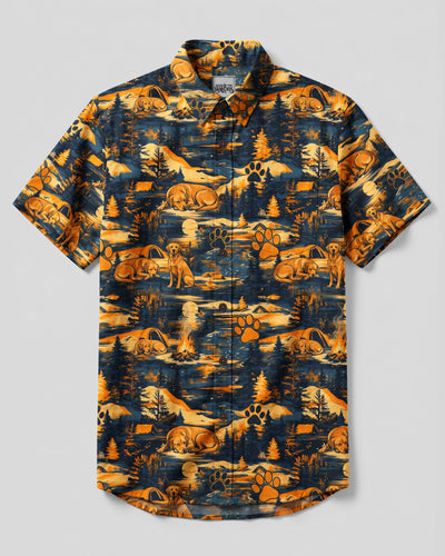CAMPING LABRADOR PATTERN DOG BUTTON-DOWN COLLAR SHIRT - TYQY2408264