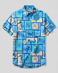 COASTAL SEA LIFE PATCHWORK BUTTON-DOWN COLLAR SHIRT - TYQY2108265
