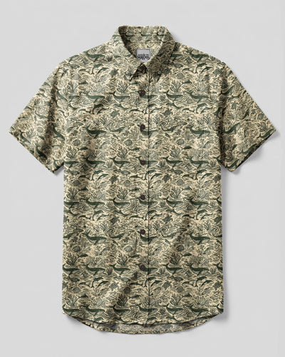 VINTAGE OCEAN TAPESTRY BUTTON-DOWN COLLAR SHIRT - TYQY0708263